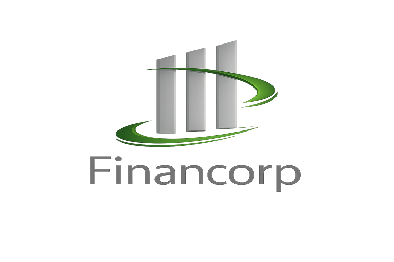 Logo de Financorp con swoosh verde