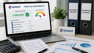Empresa revisando su perfil de cumplimiento SUNAT y obligaciones tributarias