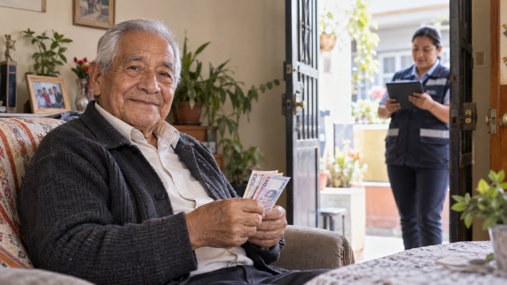 Adulto mayor recibe el pago de pensiones ONP a domicilio en octubre de 2026
